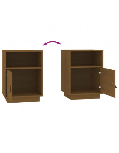 Comodini Miele 2 pz 40x34x55 cm in Legno Massello di Pino