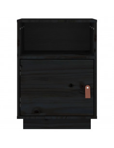 Comodini Neri 2 pz 40x34x55 cm in Legno Massello di Pino 2