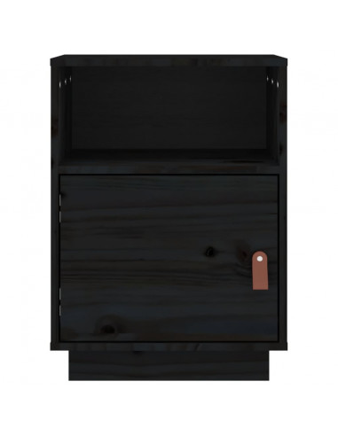 Comodini Neri 2 pz 40x34x55 cm in Legno Massello di Pino