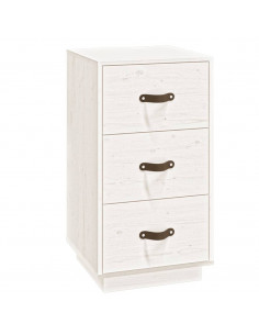 Comodino Bianco 40x40x75 cm in Legno Massello di Pino 2