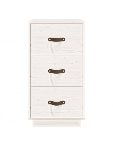 Comodino Bianco 40x40x75 cm in Legno Massello di Pino