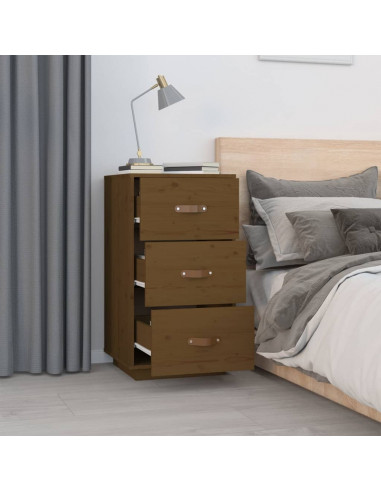 Comodino Miele 40x40x75 cm in Legno Massello di Pino