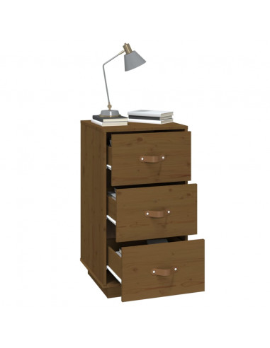 Comodino Miele 40x40x75 cm in Legno Massello di Pino