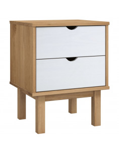 Comodino OTTA Marrone e Grigio 45x39x57 cm in Legno di Pino 2