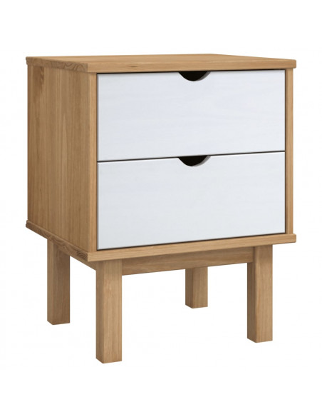 Comodino OTTA Marrone e Grigio 45x39x57 cm in Legno di Pino