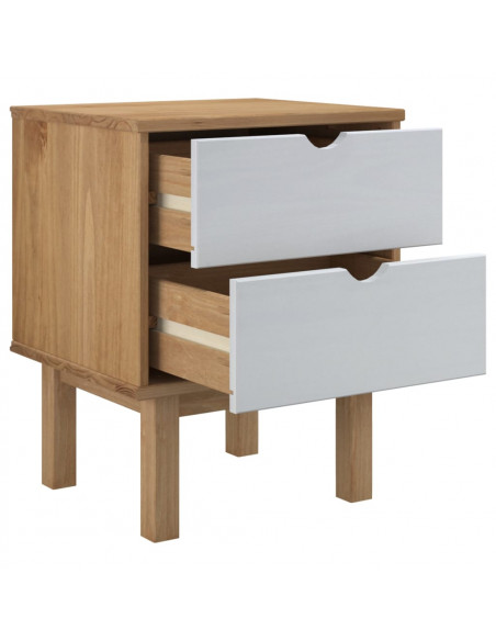 Comodino OTTA Marrone e Grigio 45x39x57 cm in Legno di Pino