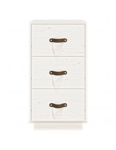 Comodini Bianchi 2 pz 40x40x75 cm in Legno Massello di Pino 2