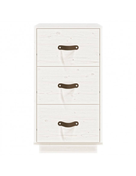 Comodini Bianchi 2 pz 40x40x75 cm in Legno Massello di Pino