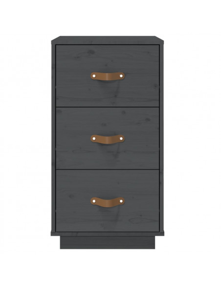 Comodini Grigi 2 pz 40x40x75 cm in Legno Massello di Pino