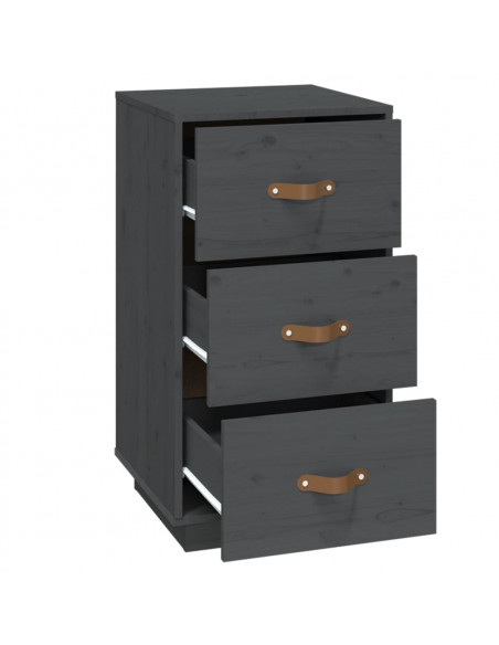 Comodini Grigi 2 pz 40x40x75 cm in Legno Massello di Pino