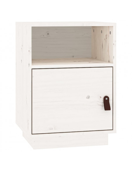 Comodino Bianco 40x34x55 cm in Legno Massello di Pino