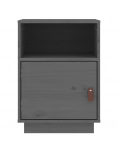 Comodini Grigi 2 pz 40x34x55 cm in Legno Massello di Pino 2
