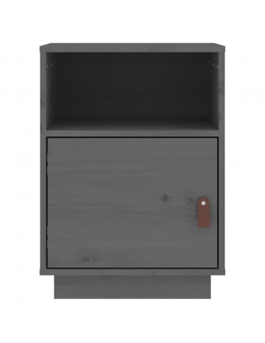 Comodini Grigi 2 pz 40x34x55 cm in Legno Massello di Pino