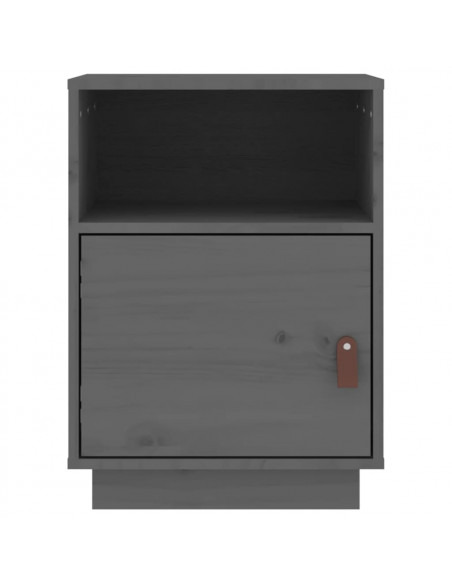 Comodini Grigi 2 pz 40x34x55 cm in Legno Massello di Pino