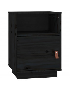 Comodino Nero 40x34x55 cm in Legno Massello di Pino 2