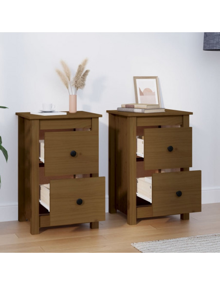 Comodini 2 pz Miele 40x35x61,5 cm in Legno Massello di Pino