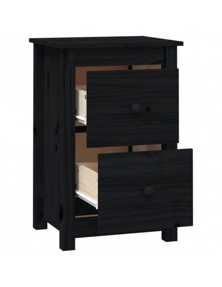 Comodino Nera 40x35x61,5 cm in Legno Massello di Pino