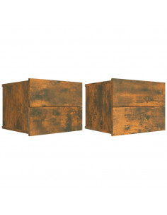 Comodini Rovere Fumo 2 pz 40x30x30 cm Legno Multistrato 2