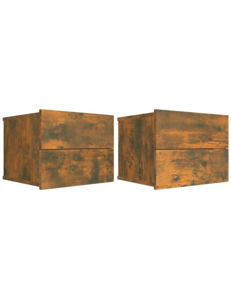 Comodini Rovere Fumo 2 pz 40x30x30 cm Legno Multistrato