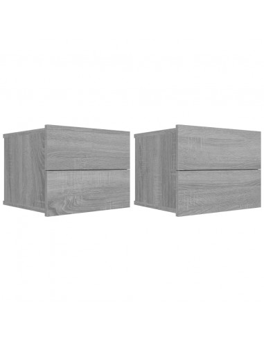 Comodini Grigio Sonoma 2 pz 40x30x30 cm in Legno Multistrato