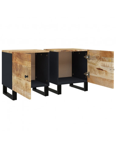 Comodini 2pz 40x33x46 cm in Legno Massello di Mango