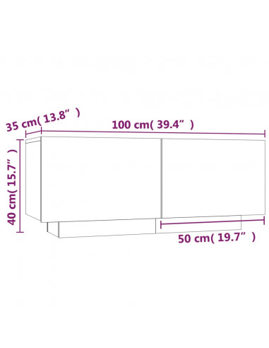 Comodino Rovere Fumo 100x35x40 cm Legno Multistrato