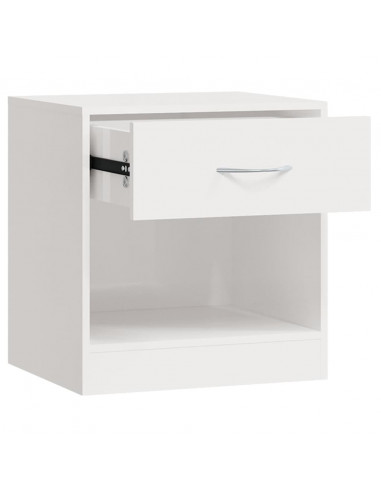 Comodini 2 pz con Cassetto in Bianco Lucido