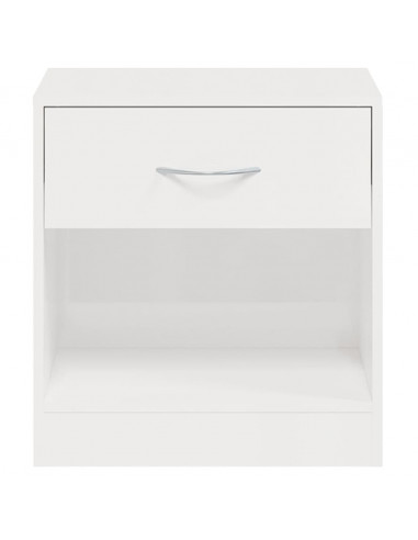 Comodini 2 pz con Cassetto in Bianco Lucido