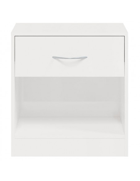 Comodini 2 pz con Cassetto in Bianco Lucido