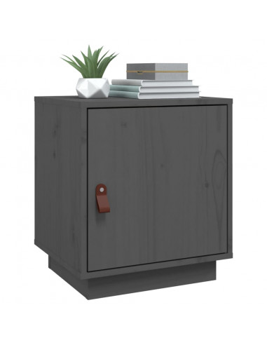 Comodini Grigi 2 pz 40x34x45 cm in Legno Massello di Pino