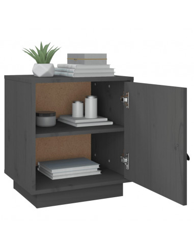 Comodini Grigi 2 pz 40x34x45 cm in Legno Massello di Pino