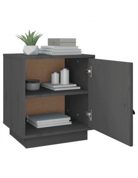 Comodini Grigi 2 pz 40x34x45 cm in Legno Massello di Pino