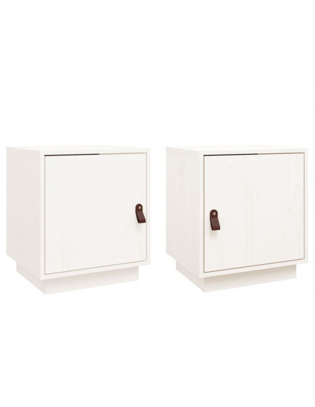 Comodini Bianco 2 pz 40x34x45 cm in Legno Massello di Pino