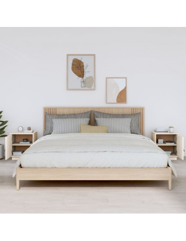 Comodini Bianco 2 pz 40x34x45 cm in Legno Massello di Pino