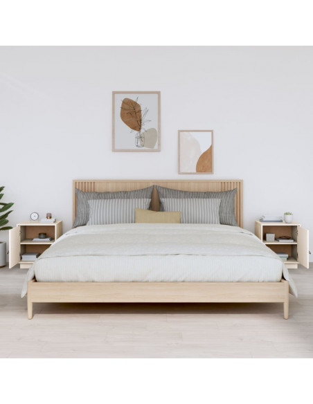 Comodini Bianco 2 pz 40x34x45 cm in Legno Massello di Pino