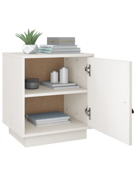 Comodini Bianco 2 pz 40x34x45 cm in Legno Massello di Pino