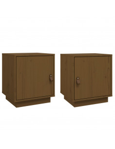 Comodini 2 pz Miele 40x34x45 cm in Legno Massello di Pino 2