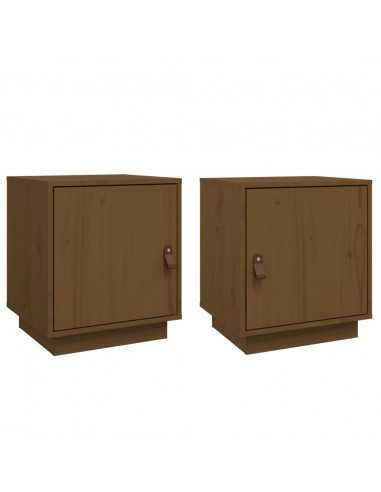 Comodini 2 pz Miele 40x34x45 cm in Legno Massello di Pino
