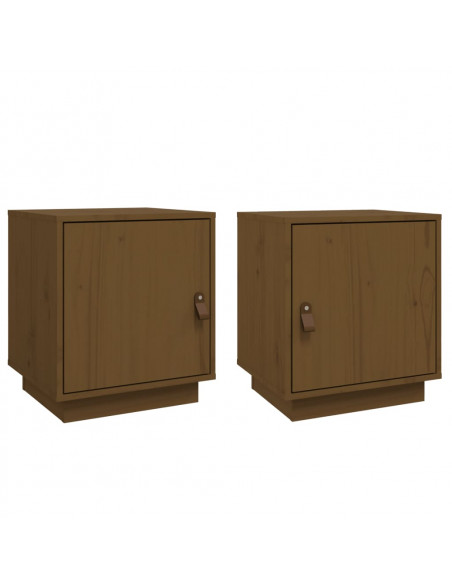 Comodini 2 pz Miele 40x34x45 cm in Legno Massello di Pino