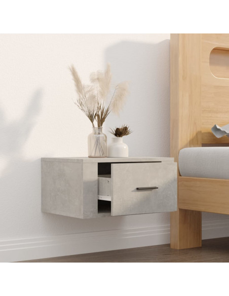 Comodino a Muro Grigio Cemento 50x36x25 cm