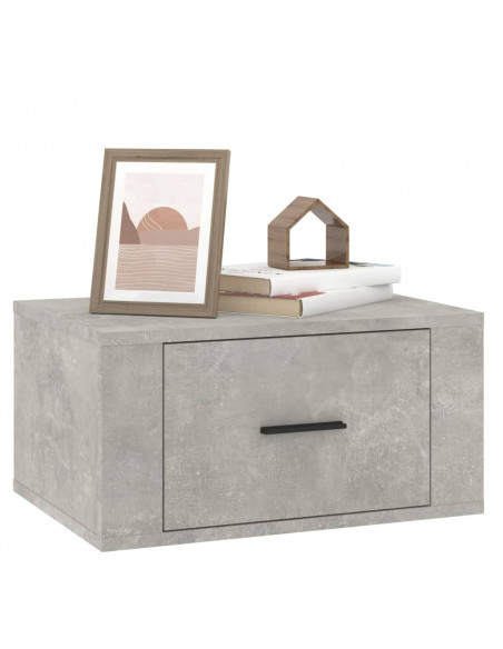 Comodino a Muro Grigio Cemento 50x36x25 cm