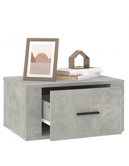 Comodino a Muro Grigio Cemento 50x36x25 cm