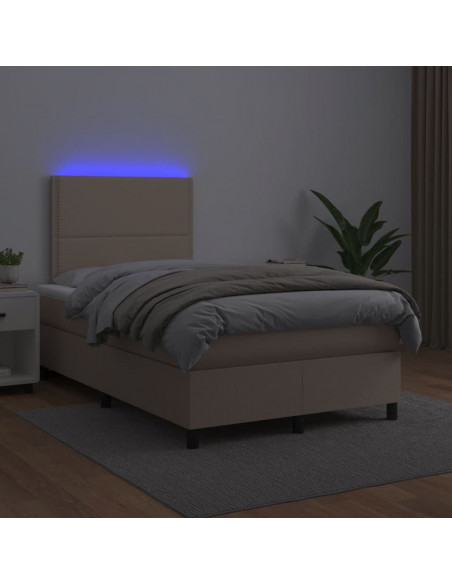 Giroletto Molle Materasso e LED Cappuccino 120x200cm Similpelle