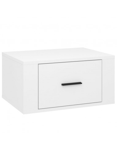 Comodino a Muro Bianco Lucido 50x36x25 cm