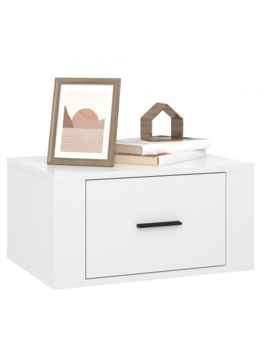 Comodino a Muro Bianco Lucido 50x36x25 cm