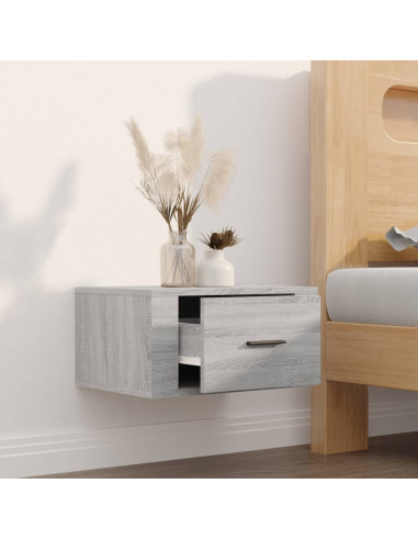 Comodino a Muro Grigio Sonoma 50x36x25 cm