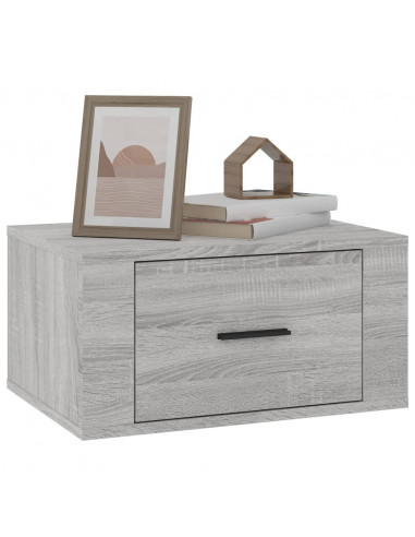 Comodino a Muro Grigio Sonoma 50x36x25 cm