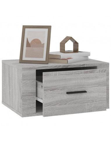 Comodino a Muro Grigio Sonoma 50x36x25 cm