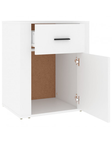 Comodino Bianco 50x36x60 cm in Legno Ingegnerizzato