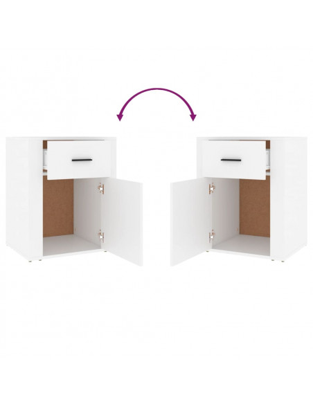 Comodino Bianco 50x36x60 cm in Legno Ingegnerizzato